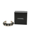 Chanel Silver Plated Enamel Rhinestone Clover Cuff Bracelet Secondhand