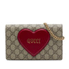 Gucci GG Supreme Heart Embellished Wallet on Chain Secondhand