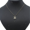 Chanel CC Silver Plated Rhinestone Pendant Necklace Secondhand