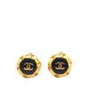 Secondhand Chanel Gold Plated Acrylic CC Button Clip On Earrings