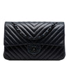 Chanel Medium Classic Chevron Lambskin So Black Double Flap Secondhand