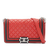 Secondhand Chanel Old Medium Bicolor Quilted Lambskin and Rubber Boy Flap