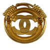 Secondhand Chanel Gold Plated CC Spring Round Brooch