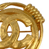 Secondhand Chanel Gold Plated CC Spring Round Brooch