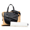 LOEWE Small Raffia and Leather Gate Top Handle Bag Secondhand