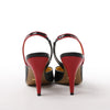 Gucci Slingback Leather Strap Pumps in Black x Red 740058, Size 37.5 EU Secondhand