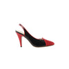 Gucci Slingback Leather Strap Pumps in Black x Red 740058, Size 37.5 EU Secondhand