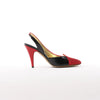 Gucci Slingback Leather Strap Pumps in Black x Red 740058, Size 37.5 EU Secondhand