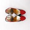 Gucci Slingback Leather Strap Pumps in Black x Red 740058, Size 37.5 EU Secondhand