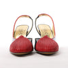 Gucci Slingback Leather Strap Pumps in Black x Red 740058, Size 37.5 EU Secondhand