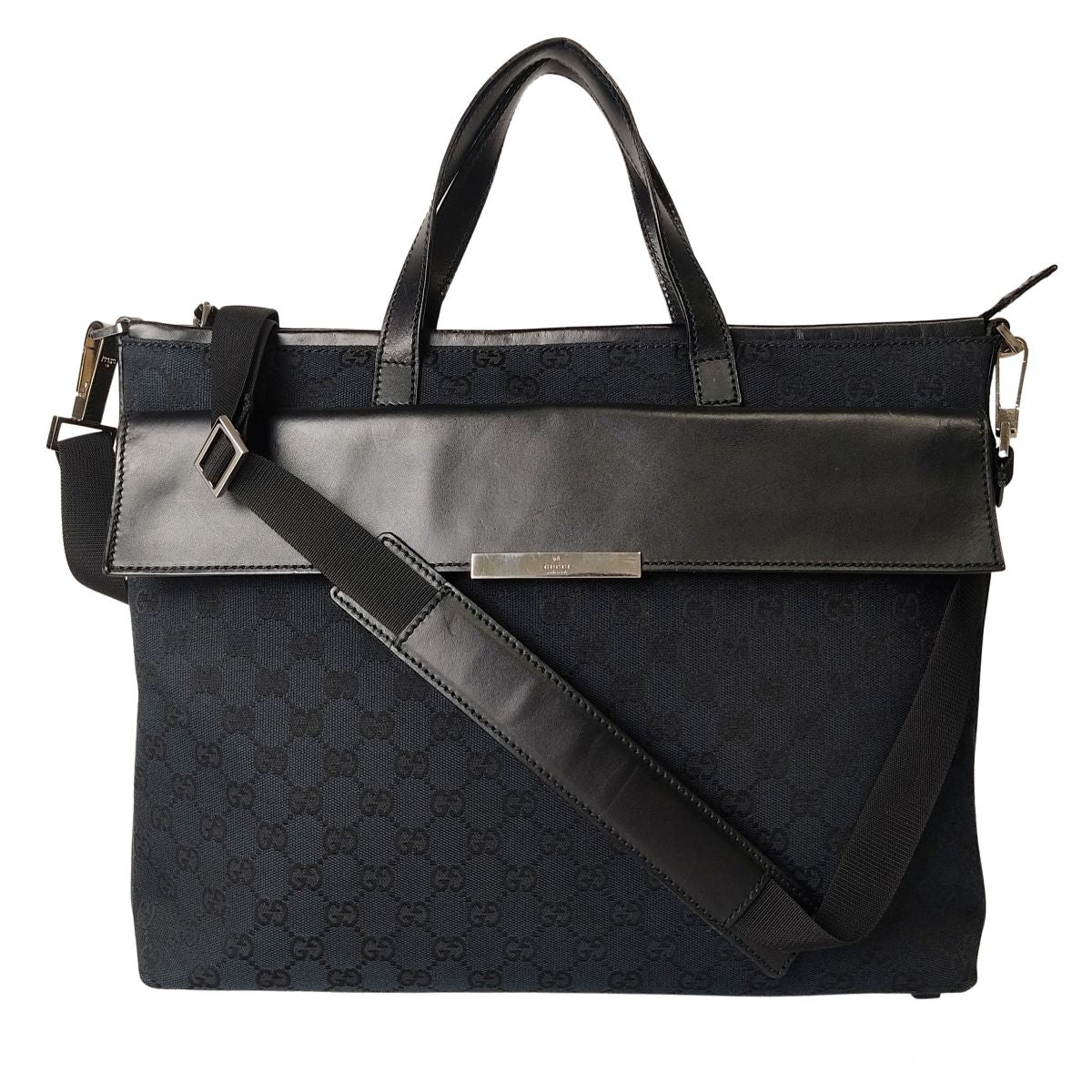 Gucci Gucci work shoulder bag in black monogram canvas - '10s