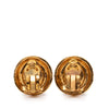 Chanel Gold Plated Crystal Logo Hexagonal Clip On Earrings Secondhand