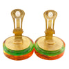Chanel CC Resin Embedded Camellia Shoe Gold Plated Clip On Earrings Secondhand