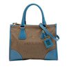Prada Saffiano Trimmed Canvas Canapa Logo Double Zip Satchel Secondhand