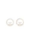 Chanel CC Brass and Strass Round Push Back Earrings Secondhand