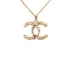 Chanel Gold Plated CC Rhinestones Pendant Necklace Secondhand