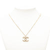 Chanel Gold Plated CC Rhinestones Pendant Necklace Secondhand