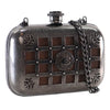 Chanel Paris Edinburgh Mini Gunmetal Grid Cage Clutch on Chain Secondhand