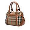 Burberry Small Leather Trimmed House Check Canvas Bridle Orchard Satchel Secondhand
