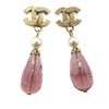 Chanel CC Gold Plated Strass Faux Pearl Push Back Earrings Secondhand