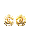 Secondhand Chanel Gold Plated CC Round Clip on Earrings
