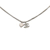 Chanel Silver Plated CC Rhinestone and Heart Pendant Necklace Secondhand