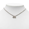 Chanel Silver Plated CC Rhinestone and Heart Pendant Necklace Secondhand
