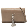Saint Laurent Small Croc Embossed Leather Monogram Kate Tassel Wallet on Chain Secondhand