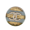 Chanel CC Gold Plated Resin and Strass Striped Push Back Earrings Secondhand