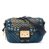 Miu Miu Denim Grommet and Crystal Embellished Biker Crossbody Secondhand