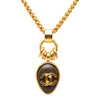 Chanel CC Gold Plated Wood Pendant Necklace Secondhand