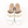 Hermès Camilla Leather Louris Buckle Mule Sandals in White, Size 37.5 EU Secondhand