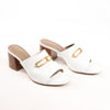 Hermès Camilla Leather Louris Buckle Mule Sandals in White, Size 37.5 EU Secondhand