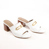 Hermès Camilla Leather Louris Buckle Mule Sandals in White, Size 37.5 EU Secondhand