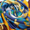 Hermès Carré 140 "Eperon d'Or" Silk handkerchief in Blue x Brown Secondhand