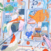 Hermès Carré 90 "BAGAGE A MAIN" Silk handkerchief in Blue Secondhand