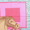 Hermès Carré 90 "CAVALIER EN FORMES" Silk handkerchief in Blue x Pink Secondhand