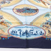 Hermès Carré 90 "CAVALIERS PEULS" Silk handkerchief in Navy Blue Secondhand