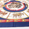 Hermès Carré 90 "CHEVAUX DE TRAIT" Silk handkerchief in Navy Blue Secondhand