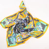 Hermès Carré 90 "Fantaisies Indiennes" Silk handkerchief in Navy Blue x Yellow Secondhand