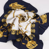 Hermès Carré 90 "LES CAVALIERS D'OR" Silk handkerchief in Navy Blue Secondhand