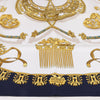 Hermès Carré 90 "LES CAVALIERS D'OR" Silk handkerchief in Navy Blue Secondhand