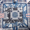 Secondhand Hermès Carré 90 "Objets de Curiosite" Silk handkerchief in Blue x Gray