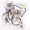 Hermès Carré 90 "STATELY WHEELS" Silk handkerchief in Ecru x Blue Secondhand