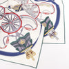 Hermès Carré 90 "STATELY WHEELS" Silk handkerchief in Ecru x Blue Secondhand
