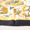 Hermès Carré 90 "tendresse feline" Silk handkerchief in Black x Yellow Secondhand