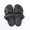 HERMES Cypre Leather Sandals in Black, Size 38.5 EU Secondhand