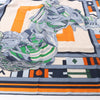 Hermès Carré 100 "ROBOCABAR" Cashmere and Silk Scarf in Blue x Orange Secondhand