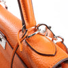 HERMÈS Kelly 28 Le Tournay Taurillon Clemence Handbag in Orange Silver Metal Fittings □H: 2004 Secondhand
