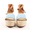 Hermès Kelly Tivoli Denim Wedge Sole Espadrilles Sandals in Light Blue, Size 37 EU Secondhand